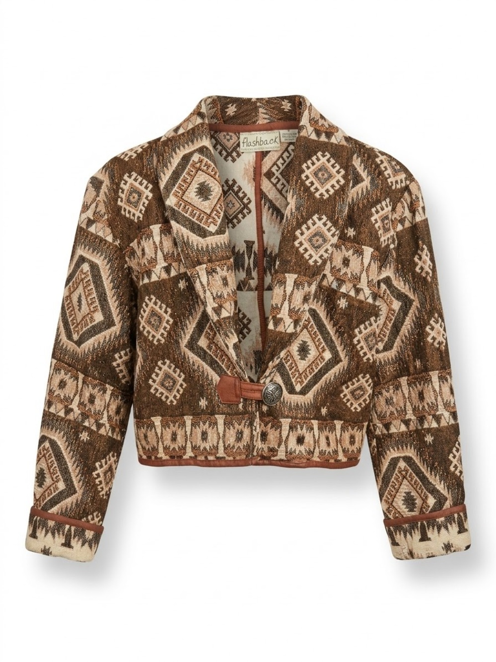 FLASHBACK / Vintage / Western/Brown Aztec Cropped Jacket/ M/ Ptp-29”